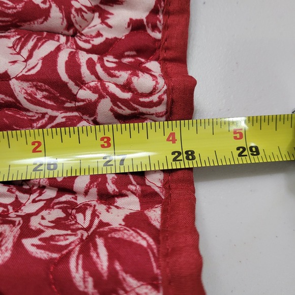 Homemade L Quilted Floral Jacket Womens Red White Button Front Collar Pockets - Picture 3 of 9